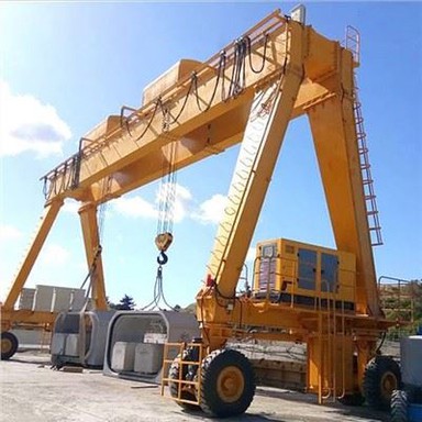 Grúa de pórtico voladiza con neumáticos de goma para exteriores con carretilla de cabrestante doble
